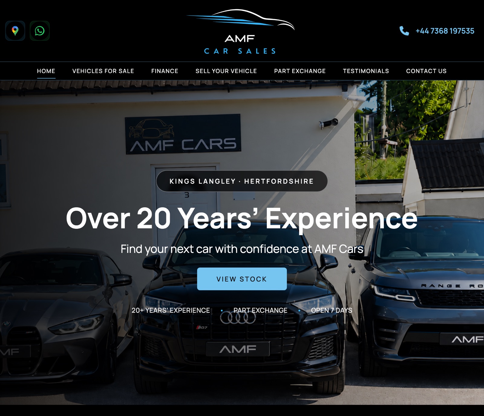 AMF Car Sales website homepage