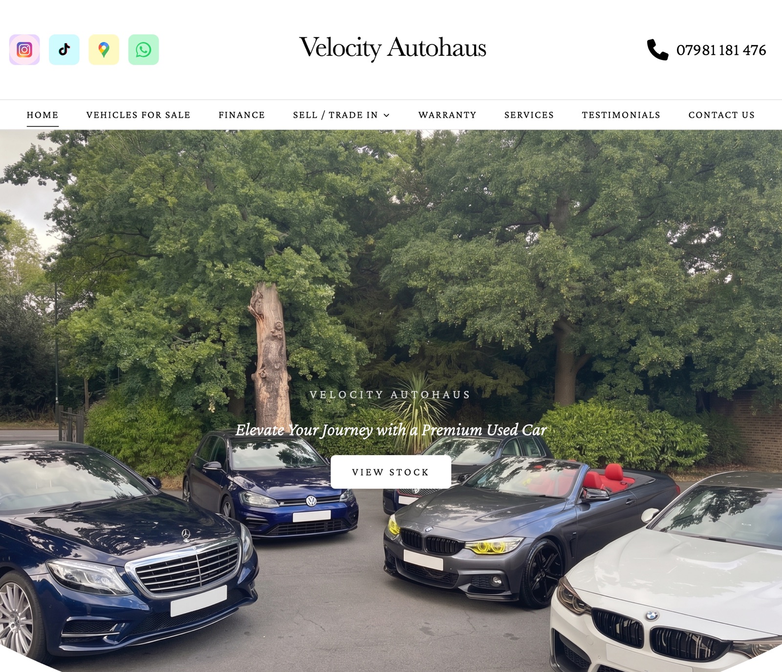 Velocity Autohaus website homepage